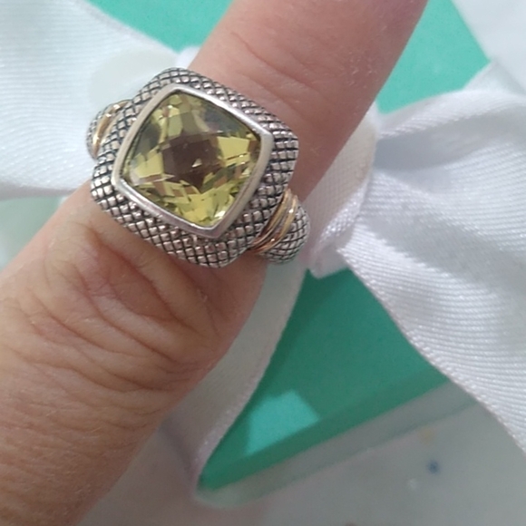 Sterling Silver 925 + 14k Prasiolite/Green Amethyst Ring, Size 7 - Picture 3 of 10